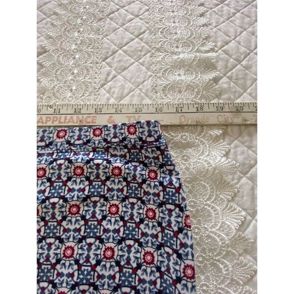 Max Studio Knee Length Skirt Blue, Navy and Red Geometric Print Size Medium - Picture 9 of 11